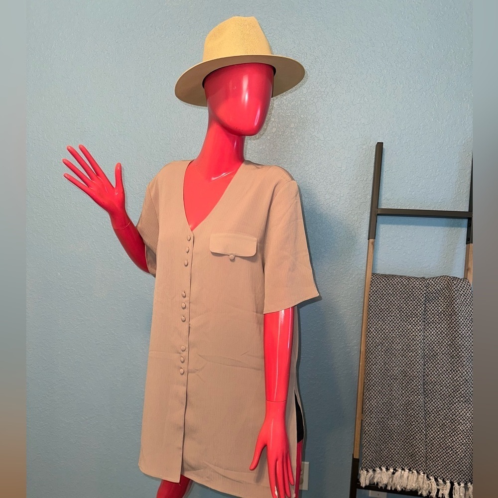 Women's Beige Button Down Shirt